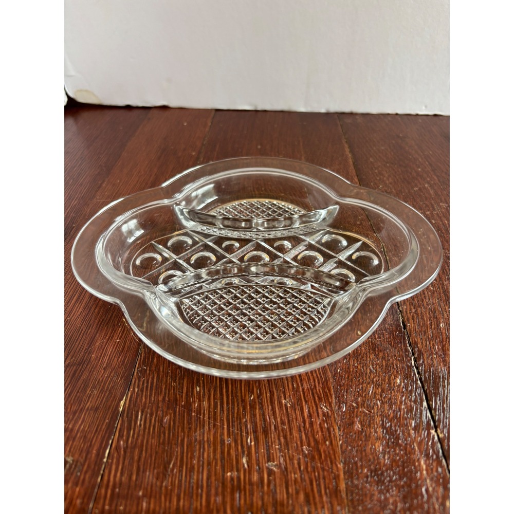 Imperial Cape Cod Glass Divided Relish Dish 3 Compartment Clear VTG Serving Tray